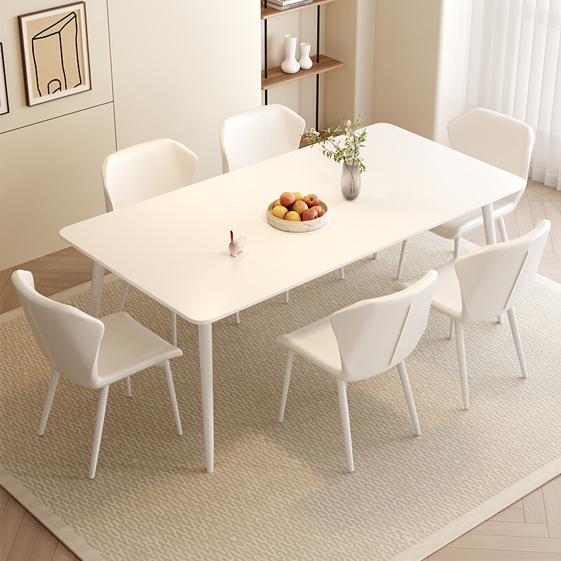 奶油风岩板餐桌家用现代简约轻奢小户型饭桌桌子白色纯白2023新款属于什么档次？