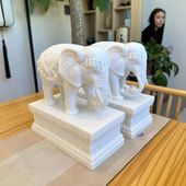 汉白玉石象一对风水象镇宅招财吸水象办公室长辈送礼石雕大象摆件