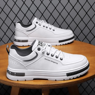 新款 皮面运动潮鞋 板鞋 潮流低帮百搭休闲透气小白鞋 男韩版 2025秋季