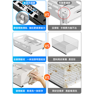 置物架碗盘沥水杯子架 碗碟收纳架厨房抽屉分隔橱柜内置碗架抽拉式