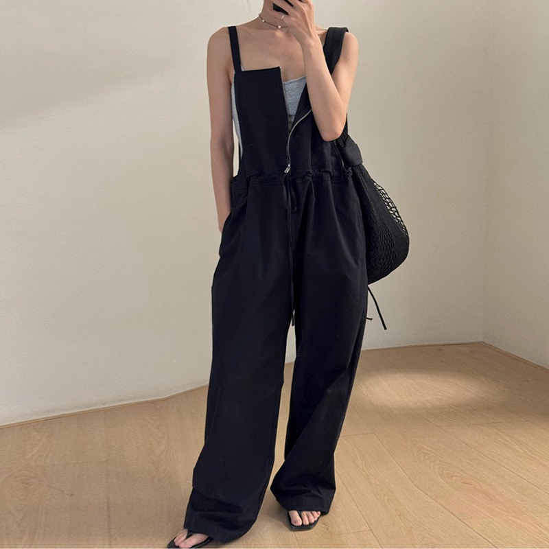 春夏休闲纯棉背带裤女2025新款宽松百搭时装裤女士无袖韩版连体衣