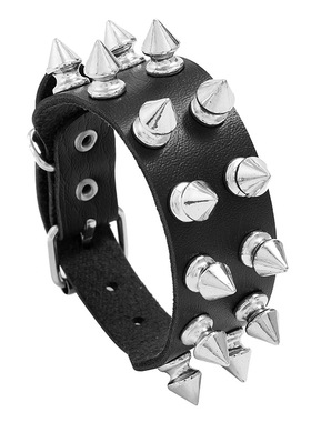 跨境热销饰品欧美朋克风2排尖钉皮革手链个性潮摇滚男士手环手镯