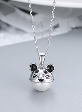 韩版新款本命年鼠年项链S925银珍珠吊坠锁骨链DIY空托胎发配饰