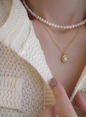 s925纯银珍珠豌豆项链韩系博主INS风时髦简约小众设计豆豆锁骨链