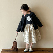 新款 外套 童装 2025春季 韩版 女童可爱刺绣吊带 开衫 2件套