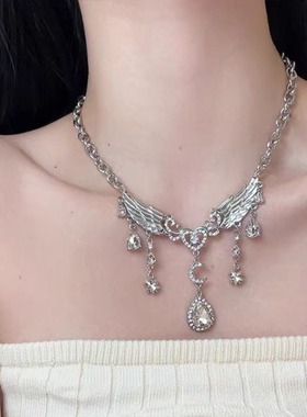 水滴天使翅膀项链女甜酷辣妹风轻奢高级流苏配饰时尚气质百搭项饰