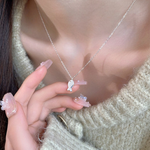 新概念S925纯银小鱼项链女清新甜美可爱百搭简约韩版 高级感锁骨链