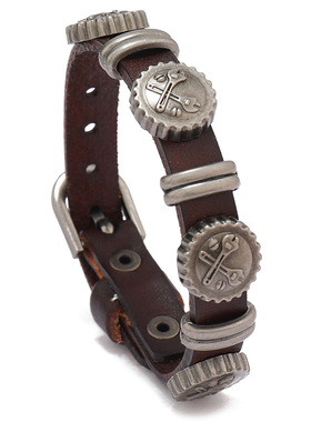 创意简约朋克风服装配饰个性欧美复古牛皮手链时尚潮流百搭饰品