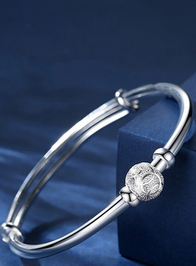 抖音直播铜镀银转运珠手镯女 ins年轻款闺蜜简约镯子生日之礼物