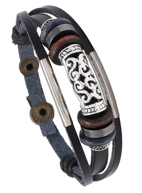 新款编织男士皮革手链个性设计韩版学生简约复古潮流手环网红饰品