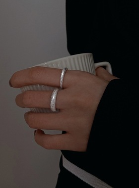 s925纯银璀璨星河戒指女冷淡风ins小众高级感磨砂波光粼粼关节戒