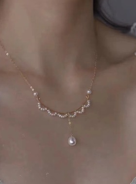公主风珍珠蕾丝高级感法式轻奢项链甜美时尚气质新款锁骨链绕线饰