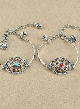 民族风可转动十二生肖八卦牌六字真言手链女简约复古创意礼品手饰