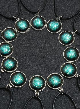 厂家直销韩版夜光12星座项链简约学生清新长款项链颈链服装配饰