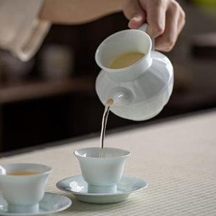 影青公道杯带把茶壶家用茶海分茶器功夫茶具配件耐高温公杯 中式