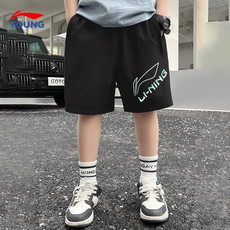 李宁男童短裤夏季新款儿童休闲大童运动短裤青少年宽松五分裤子