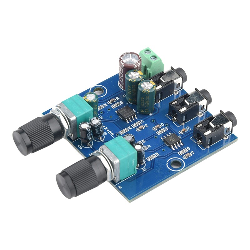 DC5-12V立体声混音器音频板AU-401低音炮2路/4路输入音频讯号模块