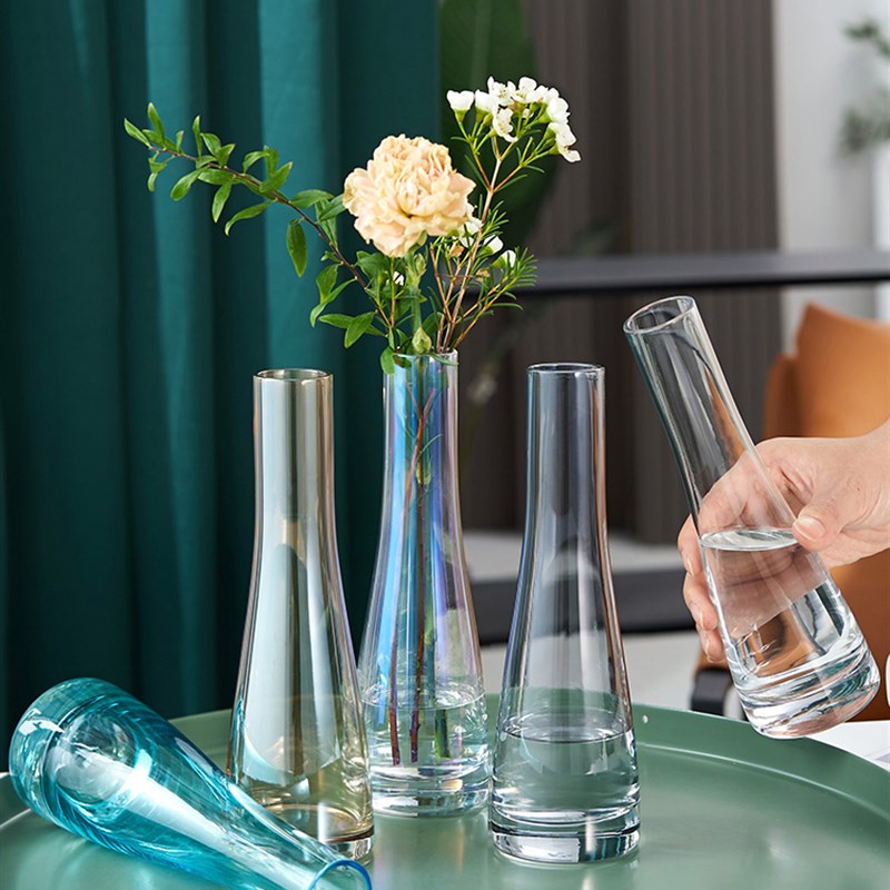 百合花专用花瓶宿舍玫瑰花养花玻璃瓶小口径迷你特小细口窄口单支