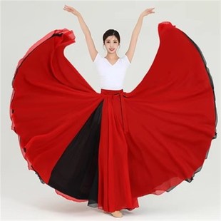 720度千千阙歌古典舞黑白双层中国风雪纺大摆裙新款人世间舞蹈服