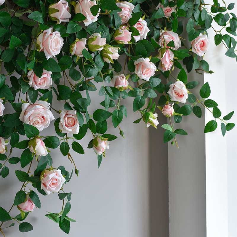 仿真玫瑰花阳台吊花假花空调管道遮挡墙面绿植塑料壁挂花装饰植物