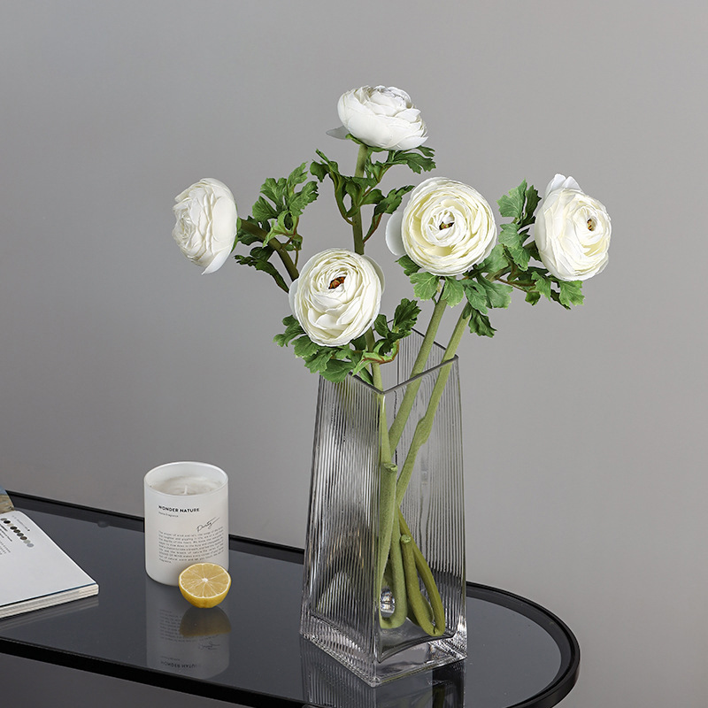 梯形竖纹玻璃花瓶简约现代几何不规则透明水培花器样板房饰品摆设