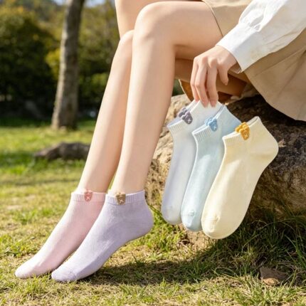 可爱袜子女夏季薄款网眼透气防臭短袜韩版少女低帮船袜百搭四季款