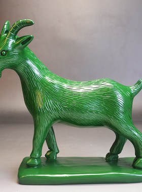 速发绿色摆雕山刻木件十二生肖木质雕羊动物家居装饰乔迁送礼工艺