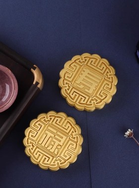 速发饼秋月中摆创镇纸压纸黄铜月饼件意镇尺纸镇花好月圆