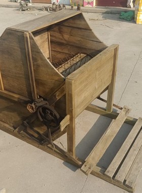 速发风俗老物件打稻机谷民机木梨展耙斗农场老农具木览馆复古怀旧