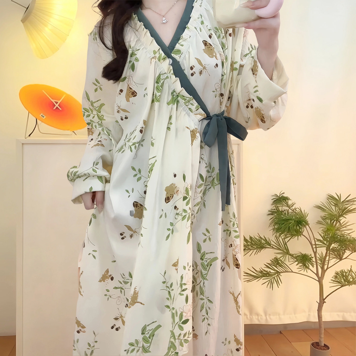 新中式睡衣女春秋2026新款国风长袖睡袍大尺码睡裙浴袍家居服外穿