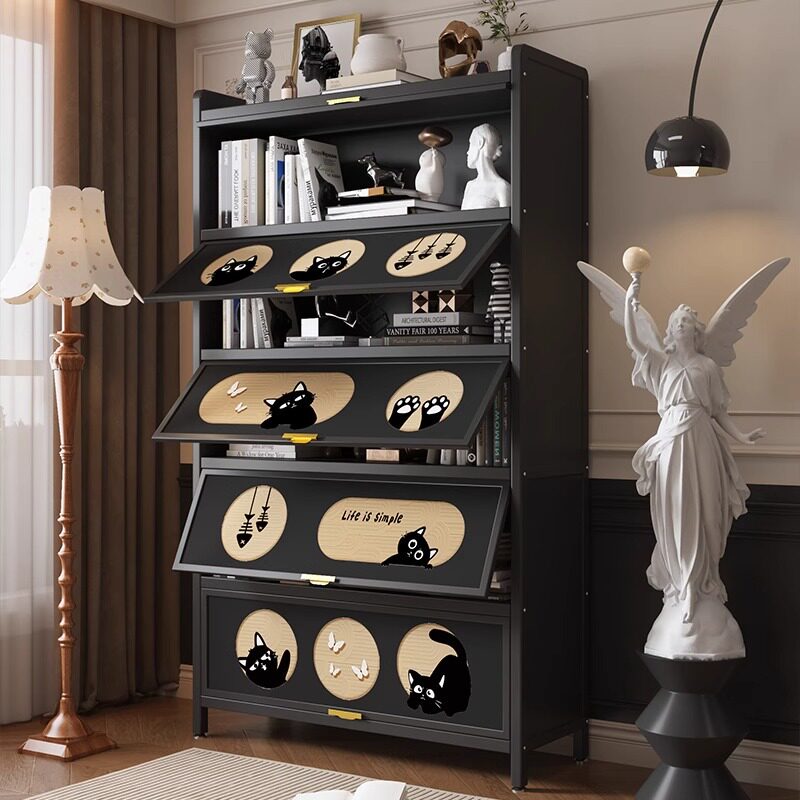 家用储物柜多层收纳柜一体靠墙钢制防晒防尘铁皮柜阳台杂物置物架