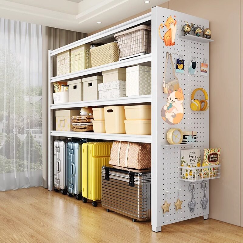 家用货架置物架多层落地阳台杂物整理储藏行李箱收纳下空角钢架子