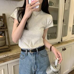 修身 基礎款 T恤女2025夏季 打底衫 上衣ins潮 新款 辣妹正肩內(nèi)搭短袖