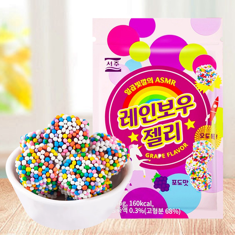 韩国进口西洲seoju三丽鸥联名葡萄糖彩虹糖草莓软糖水果味糖果