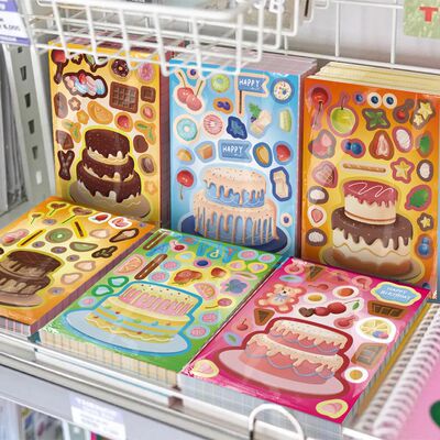 16张蛋糕拼装贴纸甜品卡通图案可爱益智儿童装饰笔记本素材粘贴画