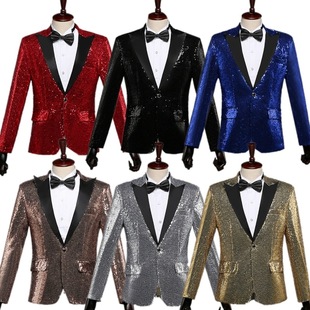 闪闪亮片西装外套男士演出服歌舞蹈表演西服上衣歌手主持人男礼服