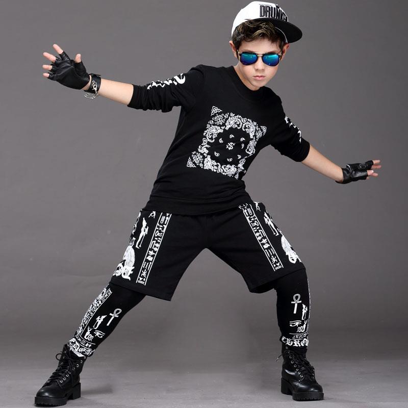 l儿童演出街舞套装男童嘻哈性个服装女爵士舞蹈服架服子潮表演服M