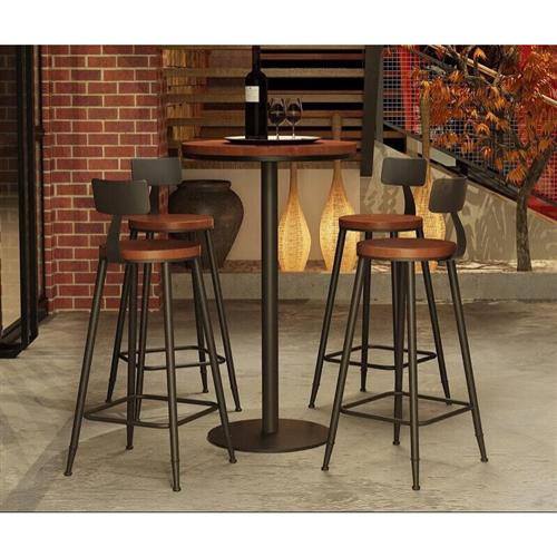 铁艺实木高脚酒吧椅吧台椅高凳68吧凳吧椅73靠背前台椅子85cm