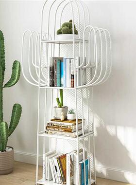 极速北欧仙人掌书架客厅卧室置物架落地多层儿童收纳层架床头书柜
