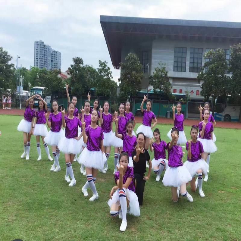 l新款儿童爵士舞合代街舞表演服女童亮片现蓬蓬裙校园唱舞服啦啦
