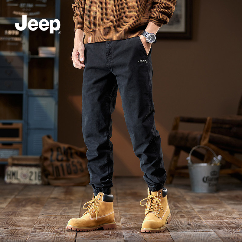 jeep吉普男士裤子春季2026年新款美式潮流长裤休闲黑色工装裤男款