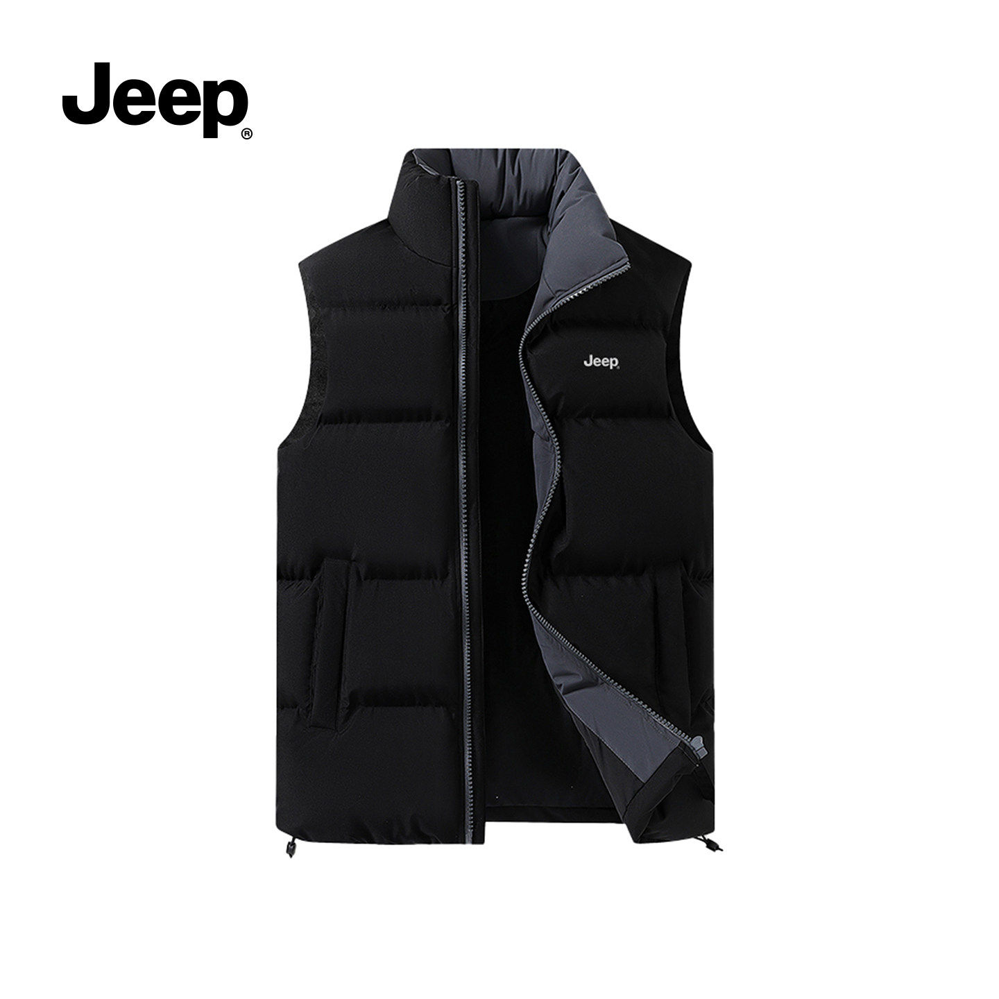 Jeep吉普2025年秋冬季男士立领棉马甲黑色加厚保暖百搭休闲背心S,男装,常规马甲,淘宝优惠券,粉丝福利购,淘宝优惠卷