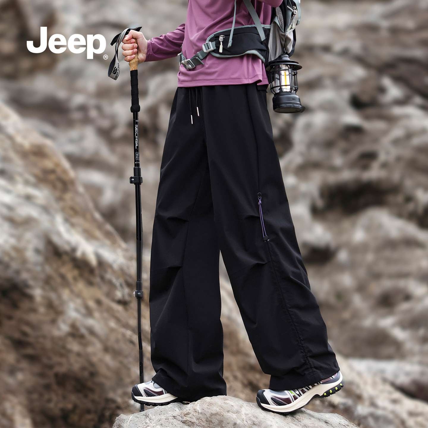 JEEP吉普工装男款伞兵裤休闲运动直筒长裤男士防水登山宽松裤子S