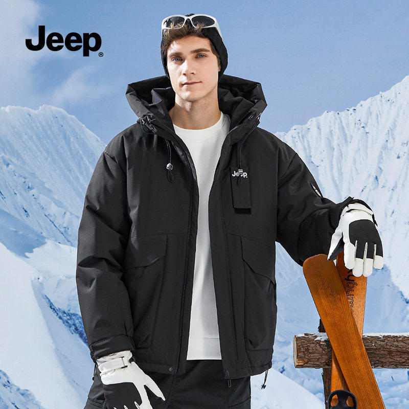 JEEP/吉普Jeep吉普男士户外羽绒服冬季防风保暖连帽冲锋衣外套K
