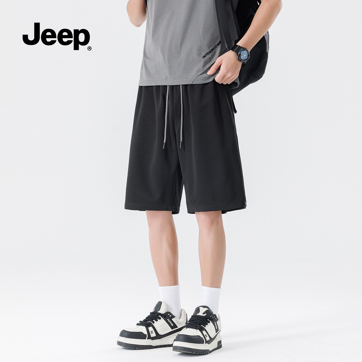 Jeep吉普运动短裤男2026夏薄款休闲宽松直筒男士五分裤跑步健身S