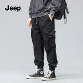 男款 jeep吉普男士 美式 潮牌束脚加绒保暖休闲工装 裤 子男秋冬季