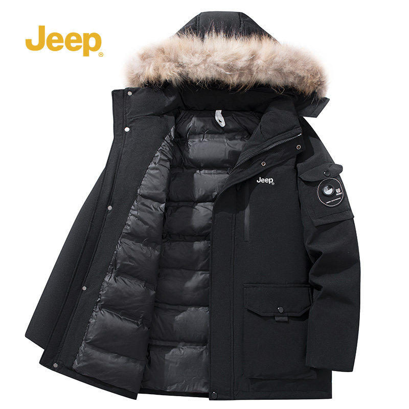 jeep吉普官方毛领羽绒服男士中长款工装派克服冬季加厚保暖外套S,男装,羽绒服,淘宝优惠券,粉丝福利购,淘宝优惠卷