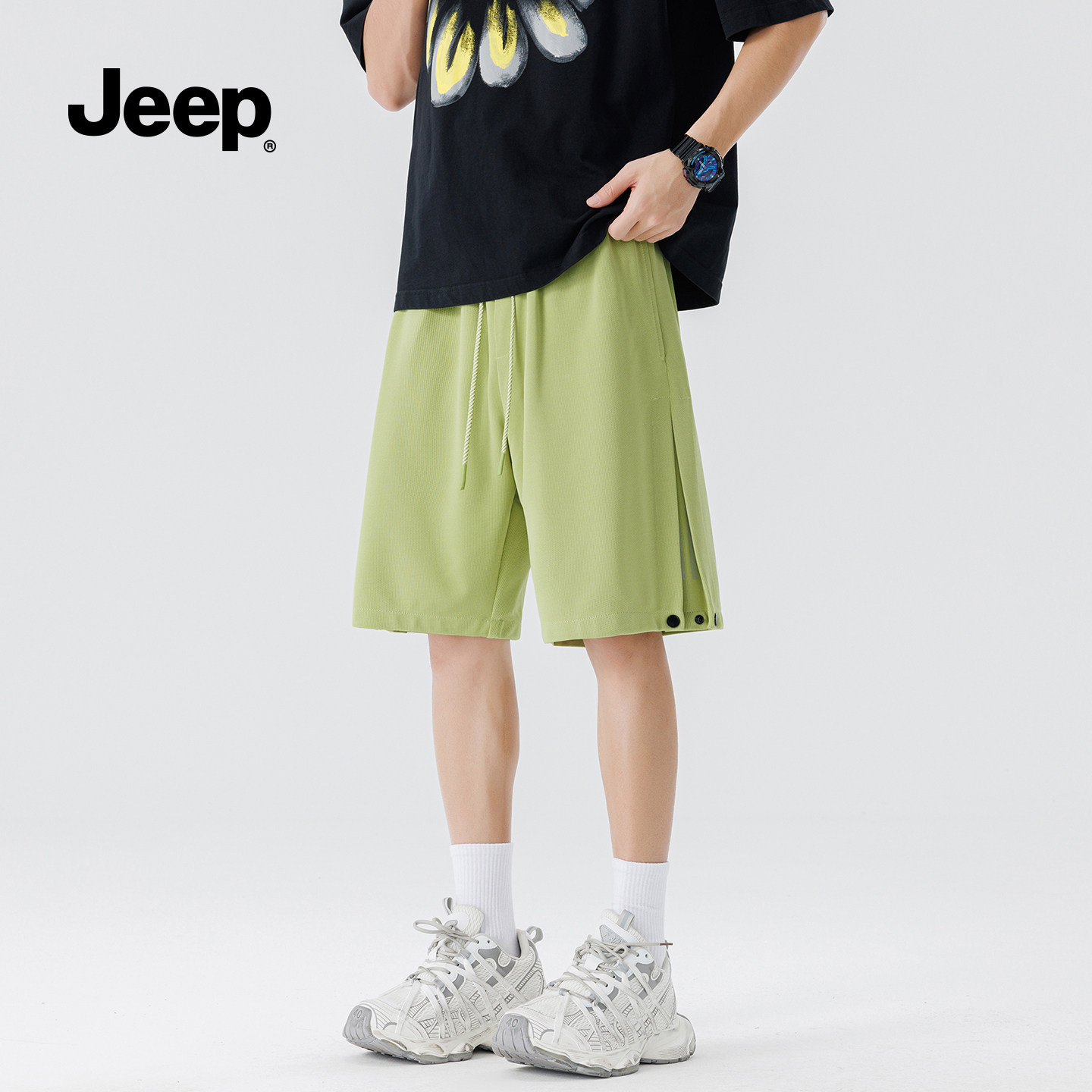 Jeep吉普男款运动健身短裤2026夏款休闲宽松直筒男士五分裤健身S