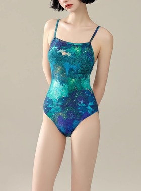 【十一特价】蓝色夏季新款女士性感美背竞速低叉三角连体竞速泳衣