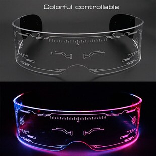 Men Punk Sunglasses 网红SO&EI Luminous Goggles Vintage LED